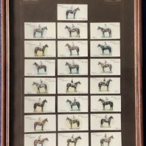 25 Vintage Players Cigarette Jockey Cards Housed on a Wills's Cigarette Mount. Set Within a Frame