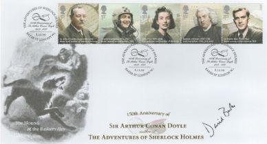 David Burke, a signed 150th Anniversary of Sir Arthur Conan Doyle FDC. David Burke was cast as Dr.