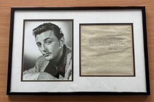 Robert Mitchum mounted signed and framed Promissory Note dated 26 Sept 1961 and black and white