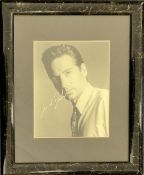 David Duchovny signed 16x14 overall mounted and framed black and white photo. Good condition. All