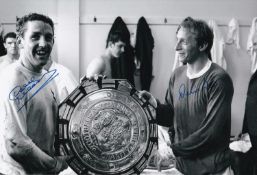 Autographed Dave Mackay & Denis Law 12 X 8 Photo : B/W, Depicting Tottenham's Dave Mackay And Man