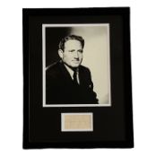 Spencer Tracy signed mounted and framed black and white photo with signature below. Measures