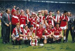 Autographed Man United 12 X 8 Photo : Col, Depicting Man United Players Celebrating With The Fa