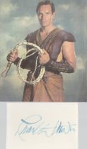 Charlton Heston signed Autograph card includes cut out colour picture 4.5x3 Inch / Approx. 6.75x5.75