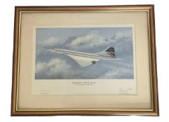 Captain Jock Lowe and Anthony Hansard signed Concorde End of an Era print mounted and framed