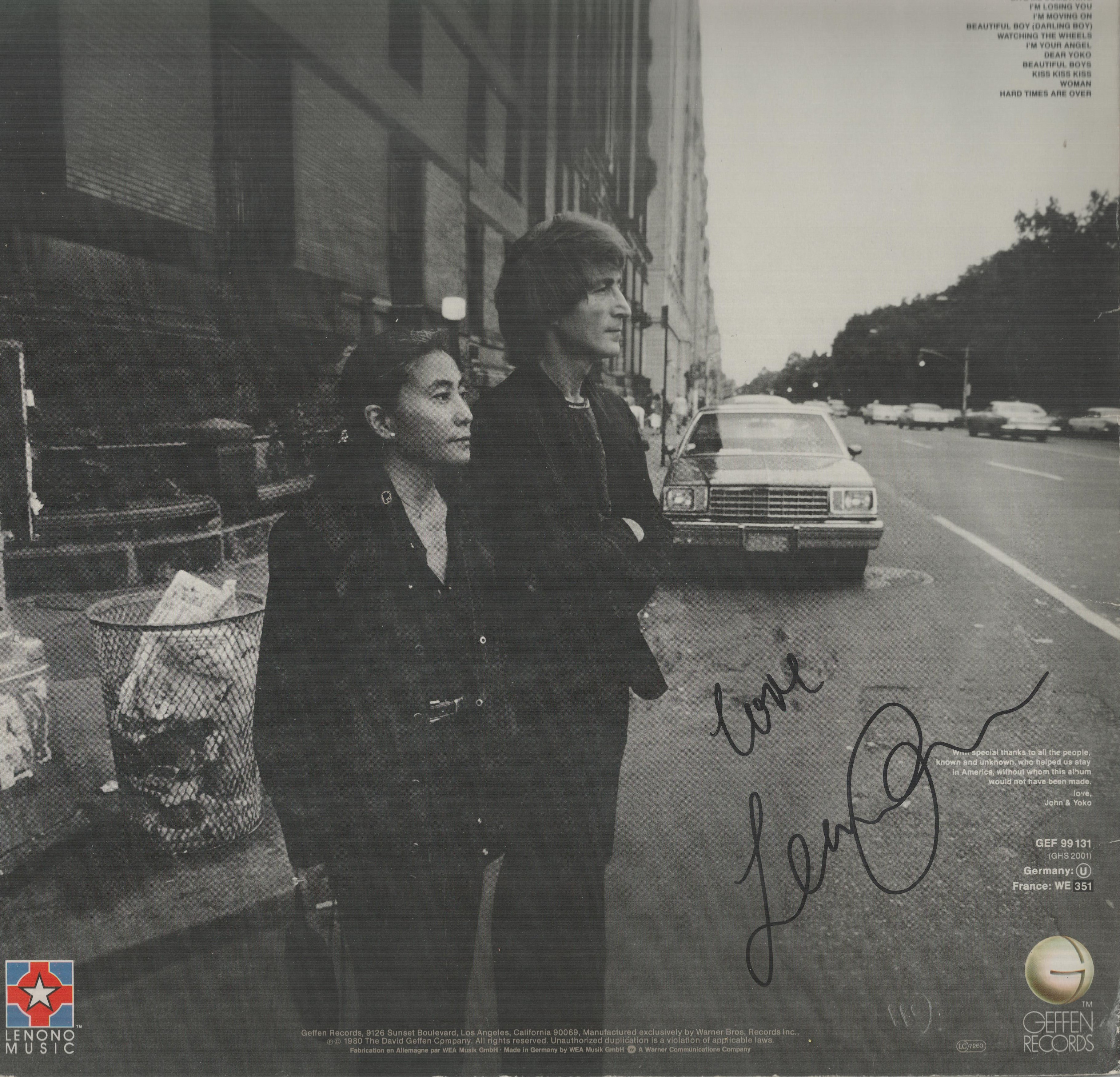 Yoko Ono signed 33rpm record sleeve of Double Fantasy. Record included. Good condition. All - Image 2 of 2