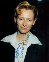 Tilda Swinton, a signed and dedicated 10x8 photo. A British actress who is known for her roles in