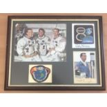 Don Eisele, Wally Schirra, Walt Cunningham signed colour photo, Wally Schirra signature piece and