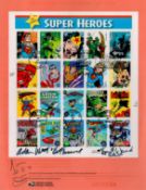 Multi signed Adam West & Burt Ward 'Batman & Robin'. Stamp Sheet 'DC Comics Superheroes' 20 stamps