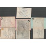 Rolling Stones signed pencil sketches on 6x4inch pieces of paper. Mick Jagger, Brian Jones, Keith