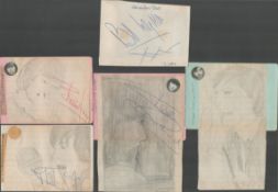 Rolling Stones signed pencil sketches on 6x4inch pieces of paper. Mick Jagger, Brian Jones, Keith