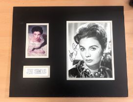 Jean Simmons signed 20"x16" montage mount. 1 colour photo unsigned 1 black and white photo signed.