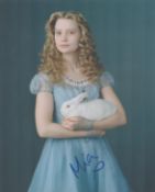 Mia Wasikowska signed colour photo 10x8 Inch. 'Alice in Wonderland (2010)'. Is an Australian