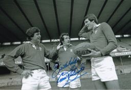 Autographed Gareth Edwards 12 X 8 Photo : B/W, Depicting A Superb Image Showing Barry John And