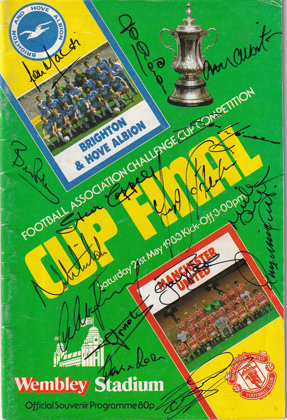 Autographed Man United 1983 : Official Matchday Programme Issued For The 1983 Fa Cup Final Between