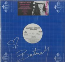 Britney Spears signed 33rpm record sleeve. Vinyl record included of Gimme More. Good condition.