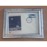 First Man on the Moon FDC. 21/6/1969 Southampton FDI postmark. Framed to approx size 8x6inch. Good