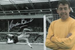 Gordon Banks signed 12x8 colourised montage photo. Good condition. All autographs come with a