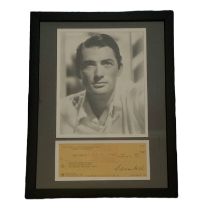 Gregory Peck signed mounted and framed Beverley Hills United California Bank slip dated 20th October