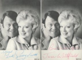 Terry Scott and June Whitfield signed on two 6 x4 b/w Terry and June promo photos. Good condition.