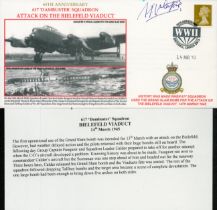 WW2 Flt Lt Murray Valentine 617 Dambuster sqn signed Attack on Bielefeld Viaduct 1945 RAF cover