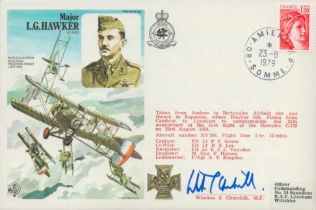 Winston Churchill MP, grandson WW2 leader signed Mjr L Hawker VC 1979 RAF Historic Aviators flown