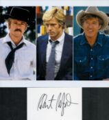 Robert Redford actor signed white card along with lovely unsigned 10 x 8 inch colour montage