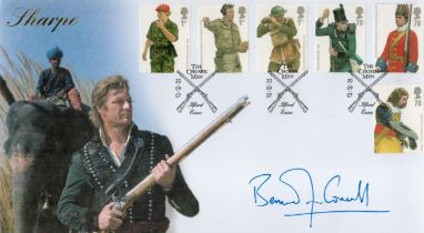 Bernard Cornwall author Sharpe series signed Internetstamps 2007 Army Uniforms FDC with nice image