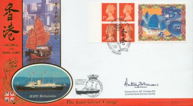 Cdr Morrow Commodore Royal Yachts signed lovely 1997 Farewell to Hong Kong miniature sheet booklet