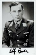 WW2 Luftwaffe fighter ace Adolf Borchers KC signed 6 x 4 inch b/w portrait postcard. He was credited