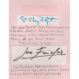 Nautical legends Chay Blyth and John Fairfax autographs fixed to autograph album page with pencil