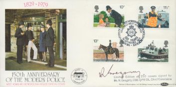 Police Chief R Gregory signed rare 1979 Benham official Police FDC BOCS14 with special postmark.