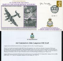 WW2 Air Cdre John Langston 617 Dambuster sqn signed Attack on Weser Bridge Nienburg 1945 RAF cover