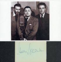 Goons Harry Secombe signed small card with photo of three inc Peter Sellers. Good condition. All