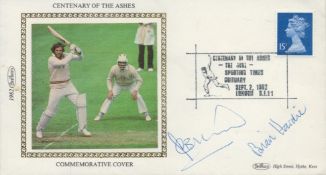 Cricket Ian Botham and Brian Hardie signed rare 1982 Benham Silk Centenary of the Ashes FDC with