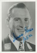 WW2 Luftwaffe fighter ace Johannes Weise KC signed 6 x 4 inch b/w portrait photo. Credited with