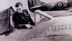 WW2 fighter ace Pierre-Henri Clostermann DSO, DFC signed 6 x 3inch b/w cockpit photo. During the
