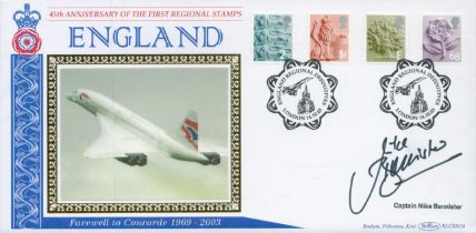 Concorde Chief Pilot Capt Mike Bannister signed 2003 Benham official Regional Stamps England FDC