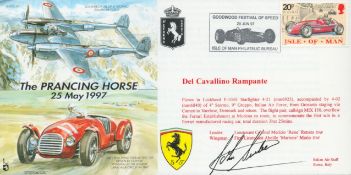 John Surtees F1 champion signed 1997 Prancing Horse Ferrari racing cover. Good condition. All
