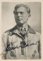 WW2 KIA Walter Oesau Luftwaffe fighter ace signed WWII 6x4 sepia vintage wartime postcard photo.