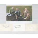 Last of the Summer Wine signed collection of three cards signed by Brian Wilde, Norman Wisdom and