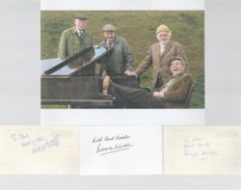 Last of the Summer Wine signed collection of three cards signed by Brian Wilde, Norman Wisdom and