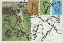 Surrey 1973 Cricket FDC signed by 2013 Surrey players Stewart, Hollioake, Bicknell, Dernbach, A