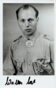 WW2 Luftwaffe fighter ace Walter Loos KC signed 5 x 4 inch b/w rare portrait photo. Walter Loos