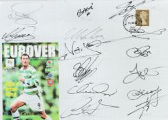 Football Celtic 14 team 2002 Blackburn Euro Cup match multiple signed cover. 14/11/02 Glasgow