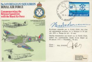 WW2 Belgian fighter ace Mjr Count Yvan Du Monceau De Bergendael FDC signed 349 sqn Spitfire RAF