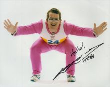 Ski Jump legend Eddie the Eagle signed 10 x 8 inch colour photo in Ski gear. Good condition. All