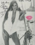 James Bond actress Caroline Munro signed and pink lipstick kissed sexy 10 x 8 inch colour full