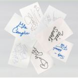 Music signed collection of seven white cards, autographed by Bobby Vinton, Gerry Marsden,