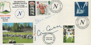 Cricket Legends Colin Cowdrey and David Gower signed scarce 1995 West Indies Tour cover with lots